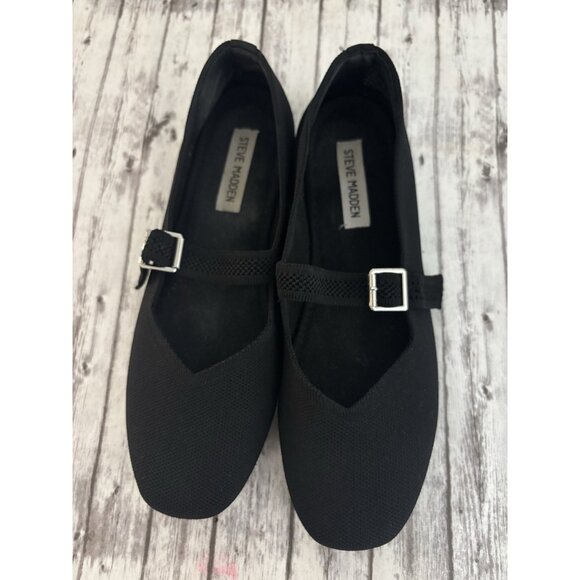 STEVE MADDEN Y2k Richmond black Fabric Mary Jane ballet flats Square Toe 9.5 - Picture 2 of 10